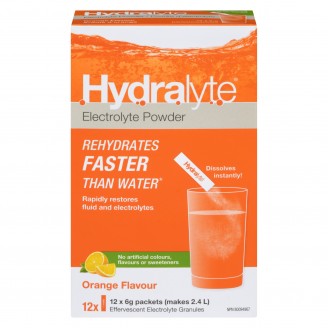 Hydralyte Effervescent Electrolyte Powder, Orange - 12 x 6g Packets